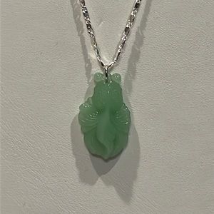 Green Aventurine 925 Silver Koi Necklace